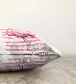 Pudra Çizgi Desenli Flamingo Dijital Baskılı Dekoratif Raşel Kadife Yastık Kırlent Kılıfı Realhomes