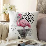 - Sonil-K-2466-Gorsel1 - Realhomes  Martı Desenli Flamingo Temalı Dijital Baskılı Raşel Kadife Yastık Kırlent Kılıfı Realhomes