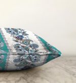 Mavi Cami Çinisi Temalı Dijital Baskılı Raşel Kadife Yastık Kırlent Kılıfı Realhomes