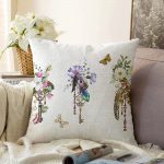 Üçlü Anahtar Çizimli Dijital Baskılı Raşel Kadife Yastık Kırlent Kılıfı Realhomes