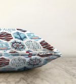 Bordo Mavi Denizci Motifli Dijital Baskılı Raşel Kadife Yastık Kırlent Kılıfı Realhomes