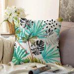 - Sonil-K-2477-Gorsel1 - Realhomes Siyah Puanlı Mavi Palmiye Modern Dijital Baskılı Dekoratif Raşel Kadife Yastık Kılıfı Realhomes