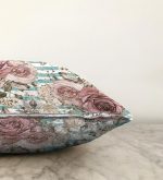 - Sonil-K-2478-Gorsel3 - Realhomes  Mavi Çizgi Desenli Kavaniçe Çiçek Motifli Raşel Kadife Yastık Kırlent Kılıfı Realhomes