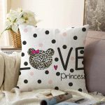 Love Princess Motifli Dijital Baskılı Dekoratif Raşel Kadife Kırlent Kılıfı Realhomes