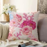Pudra Çiçekler Temalı Dijital Baskılı Raşel Kadife Yastık Kırlent Kılıfı Realhomes