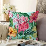 - Sonil-K-2493-Gorsel1 - Realhomes  Yalnız Flamingo Motifli Dijital Baskılı Raşel Kadife Yastık Kırlent Kılıfı Realhomes