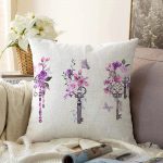 - Sonil-K-2494-Gorsel1 - Realhomes Mor Renk Anahtar Motifli Çiçek Desenli Çizgili Raşel Kadife Yastık Kırlent Kılıfı Realhomes