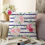 - Sonil-K-2498-Gorsel1 - Realhomes Mavi Çizgiler Desenli Dijital Baskılı Raşel Kadife Yastık Kırlent Kılıfı Realhomes