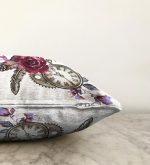 Cep Saati Motifli Kuş Tüyü Desenli Dekoratif Raşel Kadife Yastık Kırlent Kılıfı Realhomes