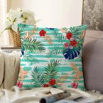 - Sonil-K-2505-Gorsel1 - Realhomes Turkuaz Çiçek Şöleni Modern Dijital Baskılı Raşel Kadife Kırlent Kılıfı Realhomes