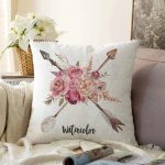 - Sonil-K-2509-Gorsel1 - Realhomes  Çapraz Ok Motifli Dijital Baskılı Raşel Kadife Yastık Kırlent Kılıfı Realhomes