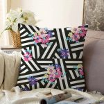 - Sonil-K-2511-Gorsel1 - Realhomes Renkli Zambak Desenli Modern Dijital Baskılı Raşel Kadife Yastık Kılıfı Realhomes