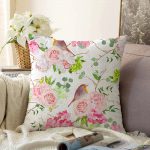 - Sonil-K-2512-Gorsel1 - Realhomes Renkli Kuş Motifli Dijital Baskılı Raşel Kadife Yastık Kırlent Kılıfı Realhomes