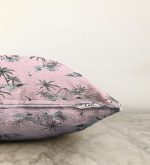 Pudra Renk Temalı Palmiye Adası Dijital Baskılı Raşel Kadife Yastık Kırlent Kılıfı Realhomes