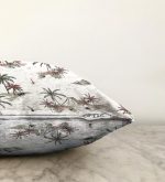 Beyaz Temalı Palmiye Adası Dijital Baskılı Raşel Kadife Yastık Kırlent Kılıfı Realhomes