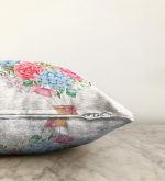 Kurdele Motifli Karma Çiçek Dijital Baskılı Raşel Kadife Yastık Kırlent Kılıfı Realhomes