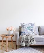 - Sonil-K-2523-Gorsel2 - Realhomes Turkuaz Palmiye Çizimli Dijital Baskılı Raşel Kadife Kırlent Kılıfı Realhomes