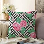 - Sonil-K-2524-Gorsel1 - Realhomes Karışık Desenli Gül Dijital Baskılı Dekoratif Raşel Kadife Kırlent Kılıfı Realhomes