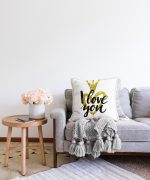 I Love You Motifli Dijital Baskılı Raşel Kadife Yastık Kırlent Kılıfı Realhomes