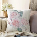 Soluk Çiçek Motifli Modern Dijital Baskılı Raşel Kadife Kırlent Kılıfı Realhomes