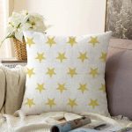 Hardal Renk Yıldız Dijital Baskılı Raşel Kadife Yastık Kırlent Kılıfı Realhomes