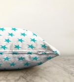 Turkuaz Yıldız Motifli Modern Dijital Baskılı Raşel Kadife Yastık Kılıfı Realhomes