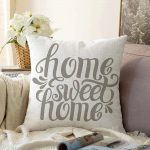 Gri Home Sweet Home Modern Dijital Baskılı Raşel Kadife Yastık Kırlent Kılıfı Realhomes