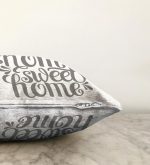 Gri Home Sweet Home Modern Dijital Baskılı Raşel Kadife Yastık Kırlent Kılıfı Realhomes