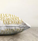 Hardal Renk Home Sweet Home Dijital Baskılı Raşel Kadife Yastık Kırlent Kılıfı Realhomes