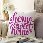 - Sonil-K-2562-Gorsel1 - Realhomes Eflatun Home Sweet Home Dijital Baskılı Raşel Kadife Yastık Kırlent Kılıfı Realhomes