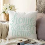 Bulut Mavi Home Sweet Home Dekoratif Raşel Kadife Yastık Kırlent Kılıfı Realhomes