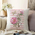 - Sonil-K-2572-Gorsel1 - Realhomes Anahtar Motifli Çiçek Desenli Çizgili Raşel Kadife Yastık Kırlent Kılıfı Realhomes