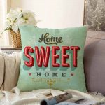 Home Sweet Home Dijital Baskılı Dekoratif Raşel Kadife Yastık Kırlent Kılıfı Realhomes