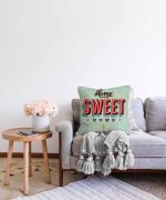 Home Sweet Home Dijital Baskılı Dekoratif Raşel Kadife Yastık Kırlent Kılıfı Realhomes