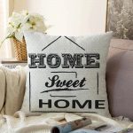 Home Sweet Home Dijital Baskılı Dekoratif Raşel Kadife Yastık Kırlent Kılıfı Realhomes