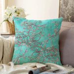 Yağlı Boya Yeşil Ağaç Motifleri Dijital Baskılı Raşel Kadife Yastık Kırlent Kılıfı Realhomes