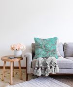 Yağlı Boya Yeşil Ağaç Motifleri Dijital Baskılı Raşel Kadife Yastık Kırlent Kılıfı Realhomes