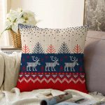 Kanaviçe Desende Christmas Teması Dijital Baskılı Raşel Kadife Yastık Kırlent Kılıfı Realhomes