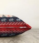 Kanaviçe Desende Christmas Teması Dijital Baskılı Raşel Kadife Yastık Kırlent Kılıfı Realhomes