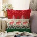 - Sonil-K-3024-Gorsel1 - Realhomes  Yılbaşı Geyikleri ve Ağaçlar Dijital Baskılı Dekoratif Raşel Kadife Yastık Kırlent Kılıfı Realhomes