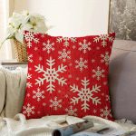 Beyaz Kar Taneleri Motifli Dijital Baskılı Dekoratif Raşel Kadife Yastık Kırlent Kılıfı Realhomes