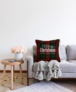 - Sonil-K-3036-Gorsel2 - Realhomes  Ekose Zeminde Merry Christmas Dijital Baskılı Dekoratif Raşel Kadife Yastık Kırlent Kılıfı Realhomes