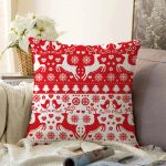 - Sonil-K-3046-Gorsel1 - Realhomes  Kırmızı Beyaz Yılbaşı Geyikleri Dijital Baskılı Raşel Kadife Yastık Kırlent Kılıfı Realhomes