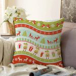 Renkli Yılbaşı Motifleri Dekoratif Raşel Kadife Yastık Kırlent Kılıfı Realhomes