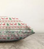 Beyaz Zeminli Kanaviçe Geyik Desenli Dekoratif Raşel Kadife Yastık Kırlent Kılıfı Realhomes