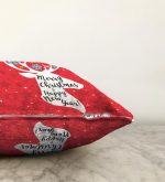 Merry Christmas Geyik Desenli Dekoratif Raşel Kadife Yastık Kırlent Kılıfı Realhomes