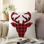 Modern Ekose Geyik Desenli Dijital Baskılı Raşel Kadife Yastık Kırlent Kılıfı Realhomes