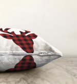 Modern Ekose Geyik Desenli Dijital Baskılı Raşel Kadife Yastık Kırlent Kılıfı Realhomes