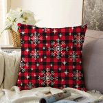 Siyah Beyaz Ekose Desenli Altın Yaldızlı Dekoratif Raşel Kadife Yastık Kılıfı Realhomes