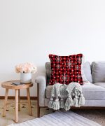 Siyah Beyaz Ekose Desenli Altın Yaldızlı Dekoratif Raşel Kadife Yastık Kılıfı Realhomes